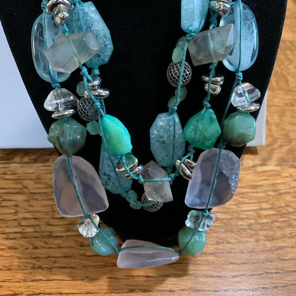 Treska  Chunky Boho Summer Blue Statement Necklace